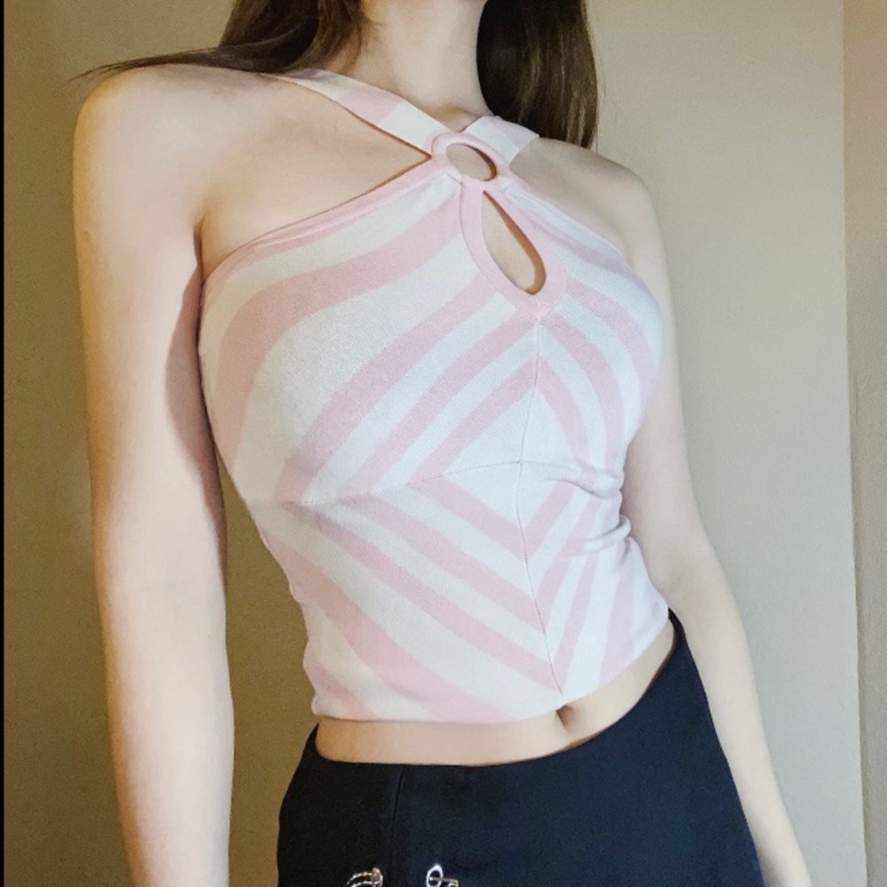 Bebe pink sleeveless silk top